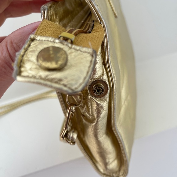 VINTAGE Mastercraft Gold Metallic Leather Crossbody Bag Made Canada 70's 80's - Picture 7 of 17